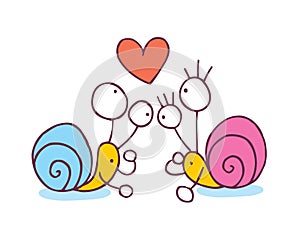 Snails In Love cartoon illustration