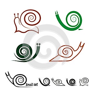 Snails set. Collection of vector icons.