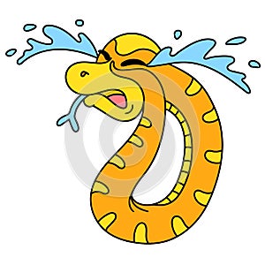 The snake animal was crying with sadness, doodle icon image