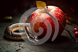 Snake apple sin temptation. Generate ai