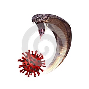 The snake  as a symbol of medicine  resists the virus. 3d vector illustration
