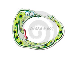 Snake biting an egg cute cartoon