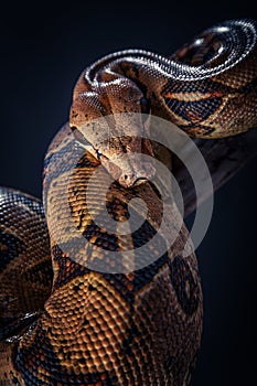 Snake on black background