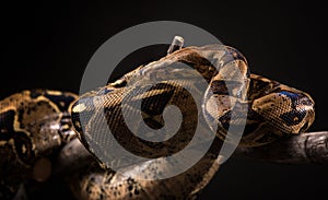 Snake on black background