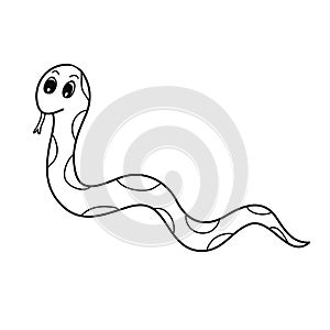 Snake cartoon black and white for fill color vector