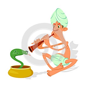 Snake charmer cartoon photo