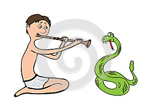 Snake charmer, fakir vector illustration photo