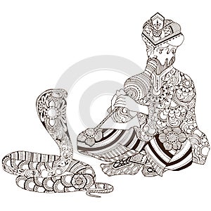 The snake charmer. Mehndi drawing. photo