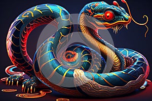 Snake. Chinese New Year. Colorate background.tattoo photo