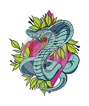 Snake cobra_ color tattoo. photo