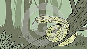 Snake coiling branch, reptile wildlife, jungle animal, nature\'s coil, serpent vector design Generative AI photo