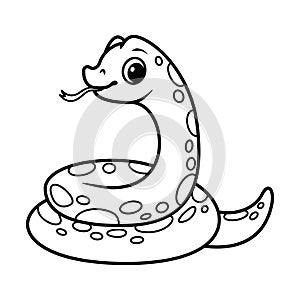 Snake coloring page cartoon vector illustration