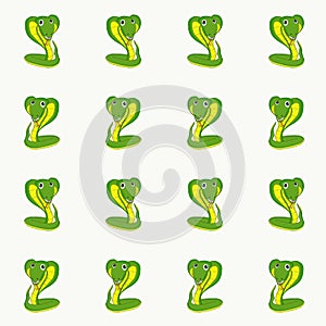 Snake endless pattern. Cartoons hand drawn green yellow amphibia art design element stock vector illustration