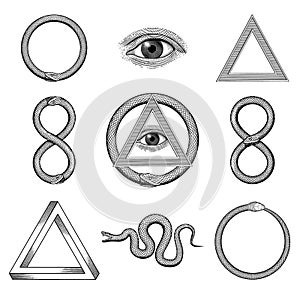 Snake, Eye, Penrose triangle Uroboros