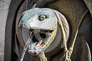 Snake fountain detail in Paris