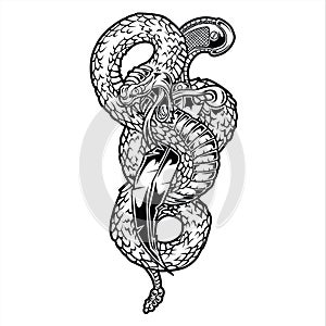 Snake and knife vector logo design illustration 01