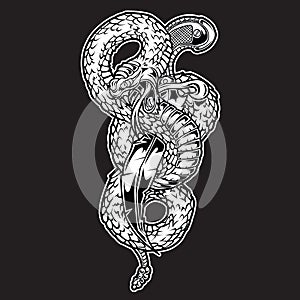 Snake and knife vector logo design illustration 01