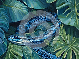 A snake among the leaves