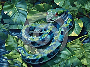 A snake among the leaves