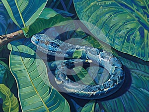 A snake among the leaves