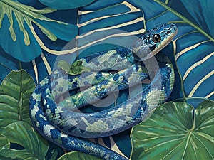 A snake among the leaves