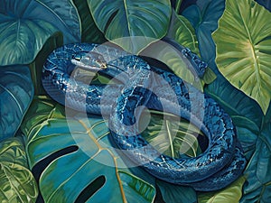 A snake among the leaves