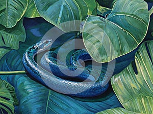 A snake among the leaves
