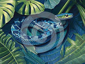 A snake among the leaves