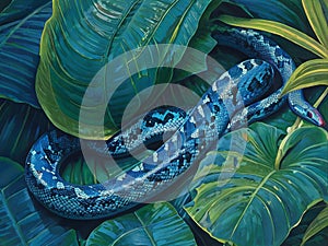 A snake among the leaves