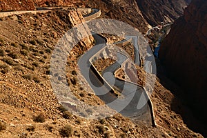 Snake like serpent road in Dades Gorge, Morocco