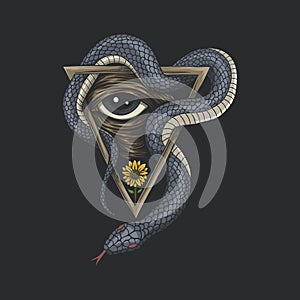 Snake one eye vector illustration