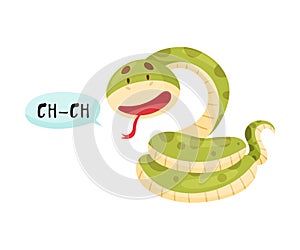 Snake with Open Mouth Making Hiss Sound Isolated on White Background Vector Illustration photo