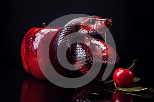 Snake paradise red apple. Generate Ai