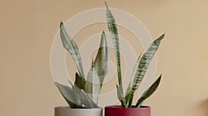 Snake plants in a decorative pots