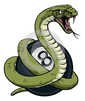 Snake Pool 8 Ball Billiards Mascot Cartoon