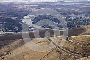 Snake River between the adjoining cities of Lewiston, Idaho and Clarkston, Washington