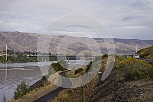 Snake River between the adjoining cities of Lewiston, Idaho and Clarkston, Washington