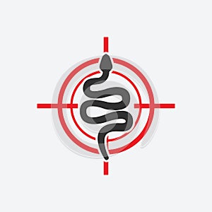 Snake silhouette. Animal pest icon red target