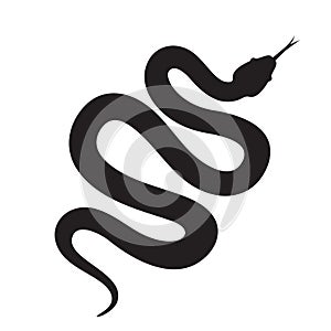 Snake silhouette vector icon. Long cobra or python snake creeping