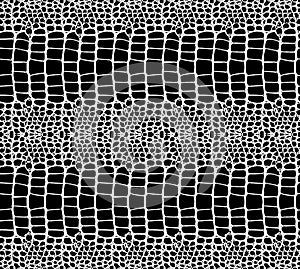 Snake skin pattern texture repeating seamless monochrome black and white. Vector. Texture snake. Fashionable print.