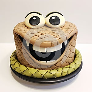 Snake-themed Caricature Cake With Lively Facial Expressions photo