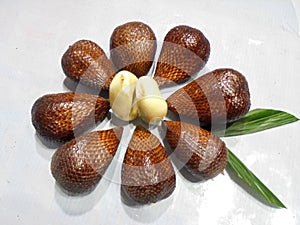 Snake is a type of paim with fruit that is commonly eaten and widely cultivated in Yogyakarta,Indonesia. photo