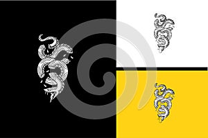 snake vector illustration black and white logo