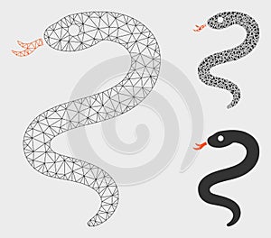 Snake Vector Mesh Carcass Model and Triangle Mosaic Icon