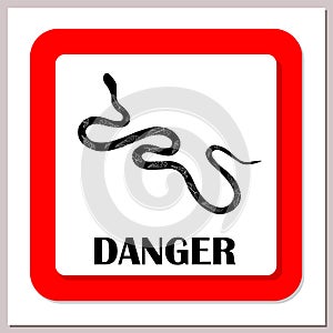 Snake warning sign. Danger. Poisonous snakes. Vector illustration