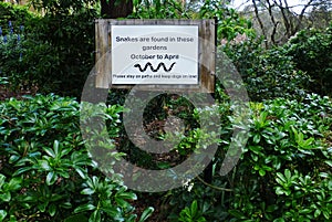 Snake Warning Sign at a Park