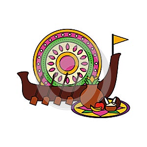 Snakeboat of onam celebration design