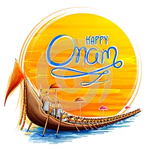 Snakeboat race in Onam celebration background for Happy Onam festival of South India Kerala