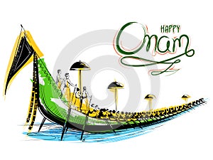 Snakeboat race in Onam celebration background for Happy Onam festival of South India Kerala