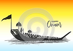 Snakeboat race in onam celebration card background